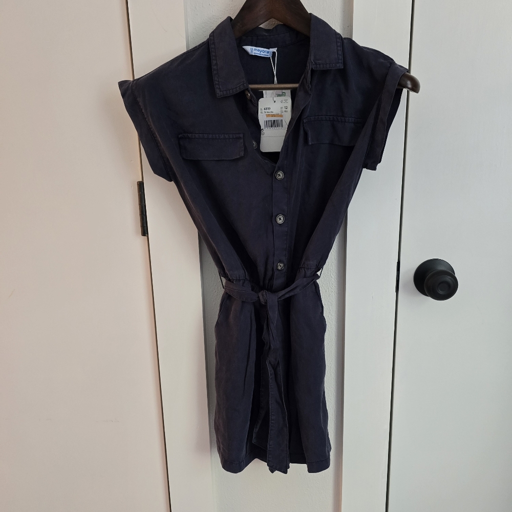 Navy Button-Up Shorts Romper SZ 12 Juniors Adult XS